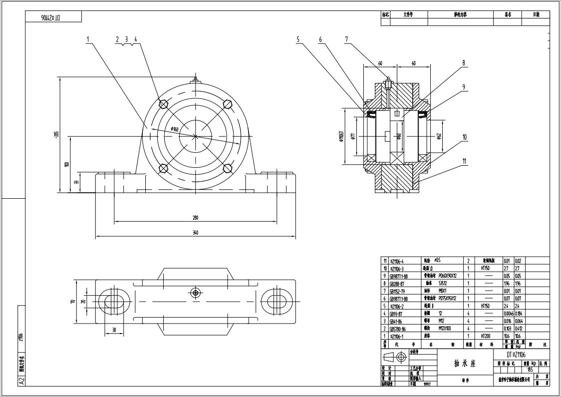 DTⅡZ1106皮帶機(jī)專用軸承座悶蓋固定端適配軸承型號(hào)22212